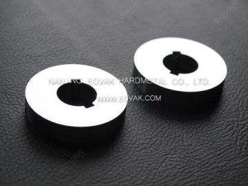 Precision ground carbide circular blanks with two square keyways used for manufacturing solid carbide circular milling cutters, circular saw blades