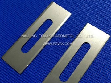 Tungsten carbide slotted square thin blades for converting film, foil, tape, etc.